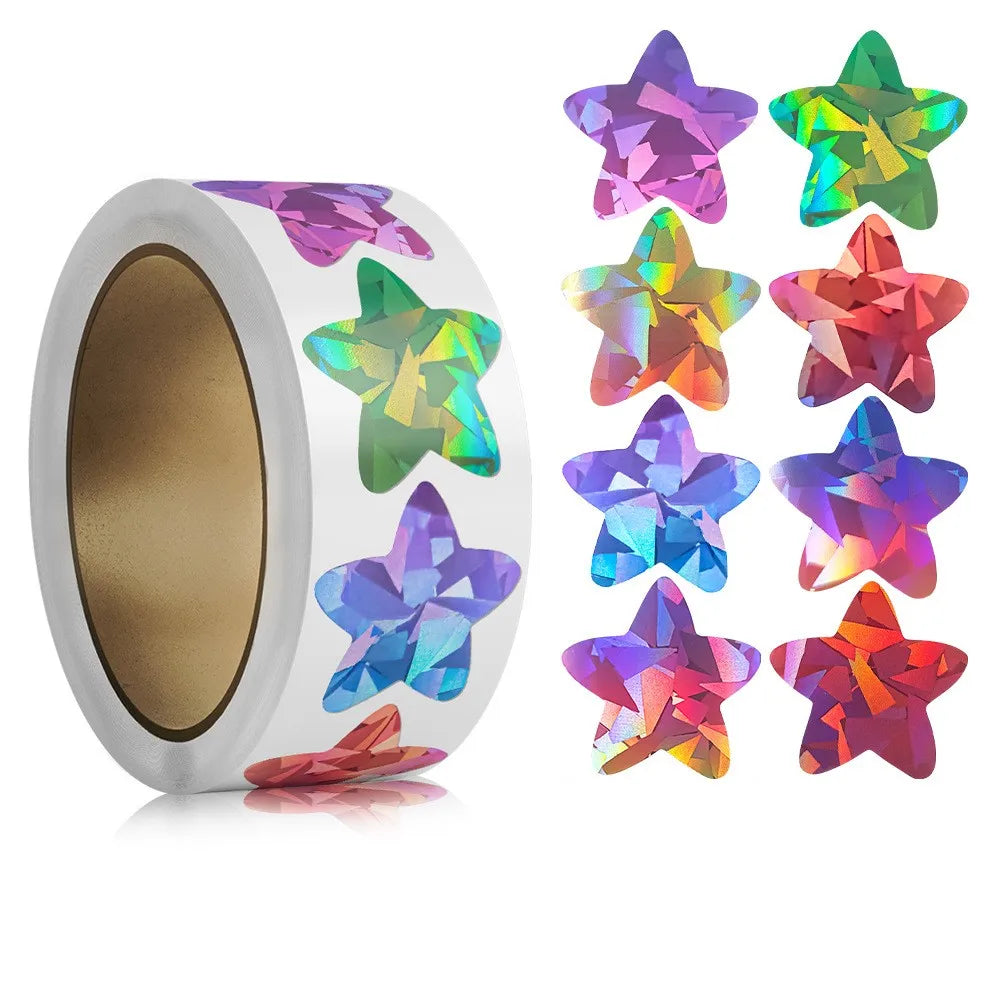 50-500pc Glitter Star Stickers for Kids School Teacher Reward Sticker Party Gift Decor Small Business Label Scrapbooking Sticker (ONLINE ORDER ONLY)