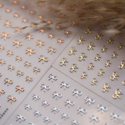 Shiny Pink Silver Gold Bowknot Tie Line Mini Delicate 3D 5D Self Adhesive Nail Art Stickers Embossment Rhinestone Manicure Decal (Online Order Only)