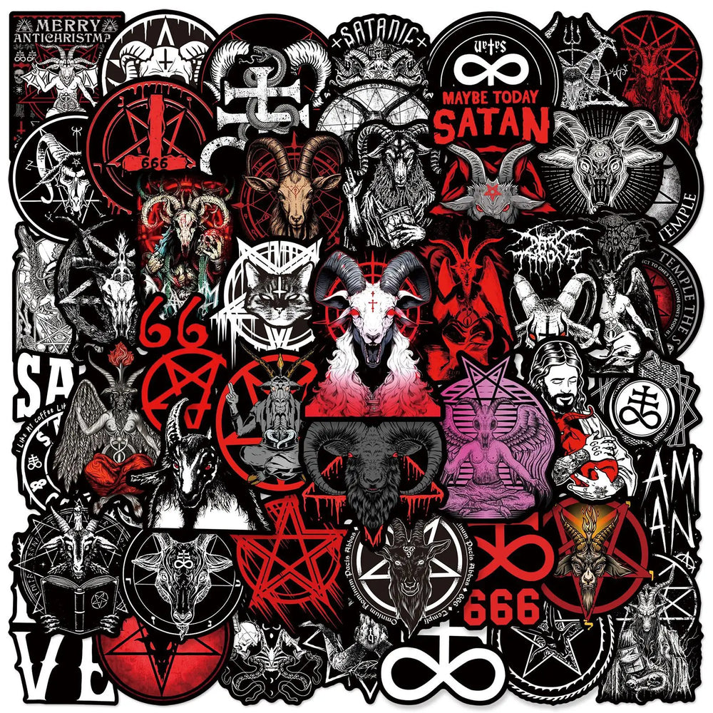 Black Satan Stickers: Graffiti Devil for Phone, Laptop, Guitar, Suitcase, Car, Skateboard, Helmet, Bottle (10/25/50pcs) (Online Order Only)