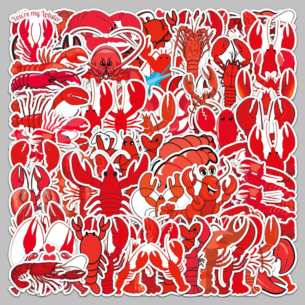 50pcs Cartoon Crayfish Stickers for Helmet, Desktop, Wall Decoration, DIY (ONLINE ORDER ONLY)