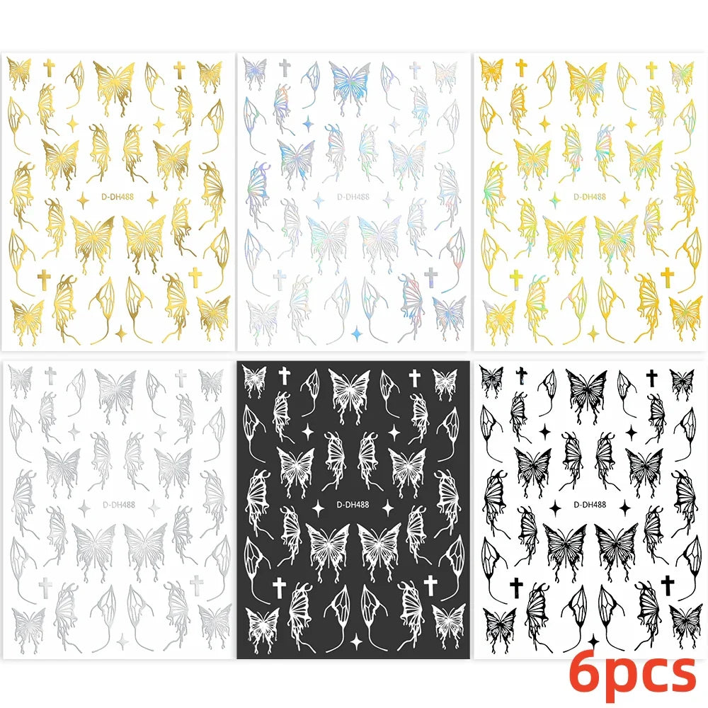 6 Sheets Moon/Star Nail Art Sticker Adhesive Gold Color Sticker Sheets Universal Constellation Shapes Sticker Art Decoration (ONLINE ORDER ONLY)