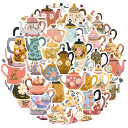 Cartoon Flower Teapot Stickers for Suitcase, Skateboard, Laptop, Luggage, Phone - 10/30/50Pcs (Online Order Only)