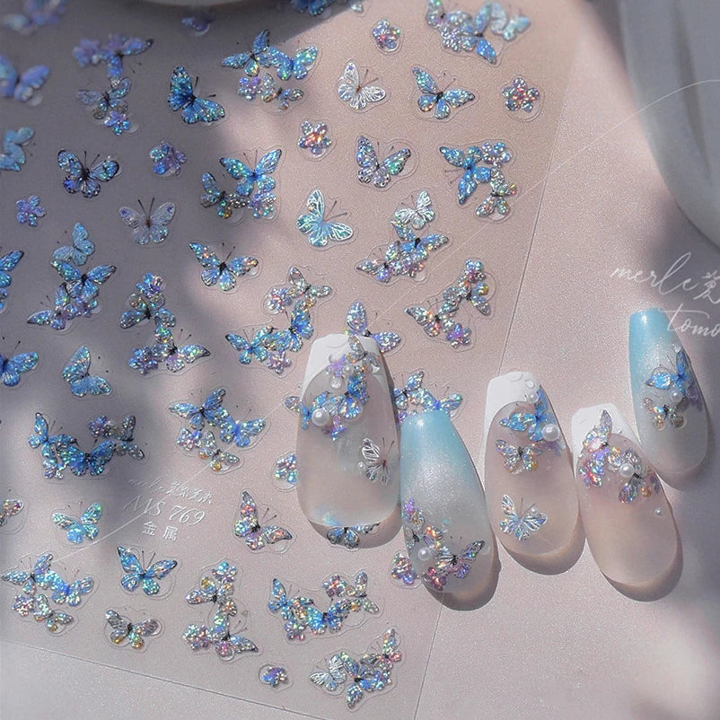 Colourful Butterfly Insect Animals Charming Jelly Special Workmanship 5D Soft Relief Adhesive Nail Art Stickers Manicure Decals (Online Order Only)