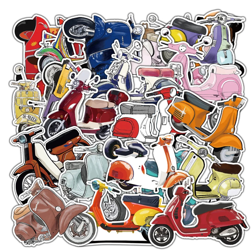 Retro Motorcycle Graffiti Stickers for DIY Suitcase, Water Bottle, Phone, Laptop, Guitar, Car, Skateboard (10/22pcs) (Online Order Only)