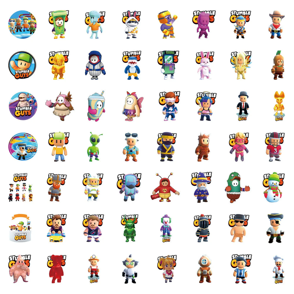 10/30/55PCS Funny Stumble Guy Stickers Cartoon Graffiti Sticker Game DIY Scrapbook Luggage Laptop Car Bike Skateboard Kids Toy (ONLINE ORDER ONLY)