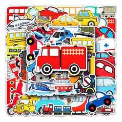 Transport Stickers Cartoon Cars Airplanes Wall Decals Luggage Phone Helmet (Online Order Only)
