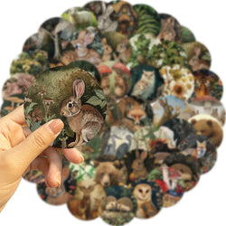 50pcs Retro Animal Stickers Vinyl Laptop Decals Cartoon Animals Stickers For Luggage Guitar Skateboard Diary Waterproof Graffiti (ONLINE ORDER ONLY)