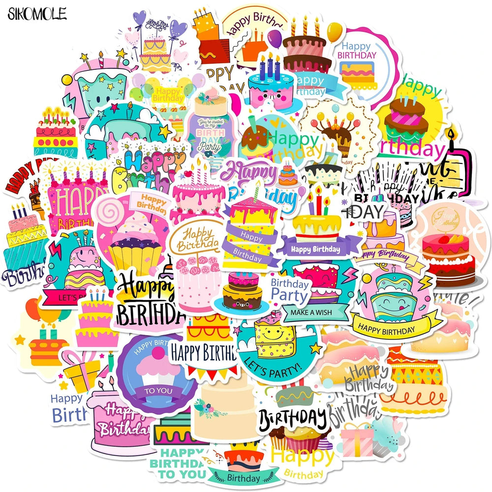Birthday Cake PVC Stickers - Kids Toys, Gifts, Decoration, Stationery, Graffiti Decals (Online Order Only)