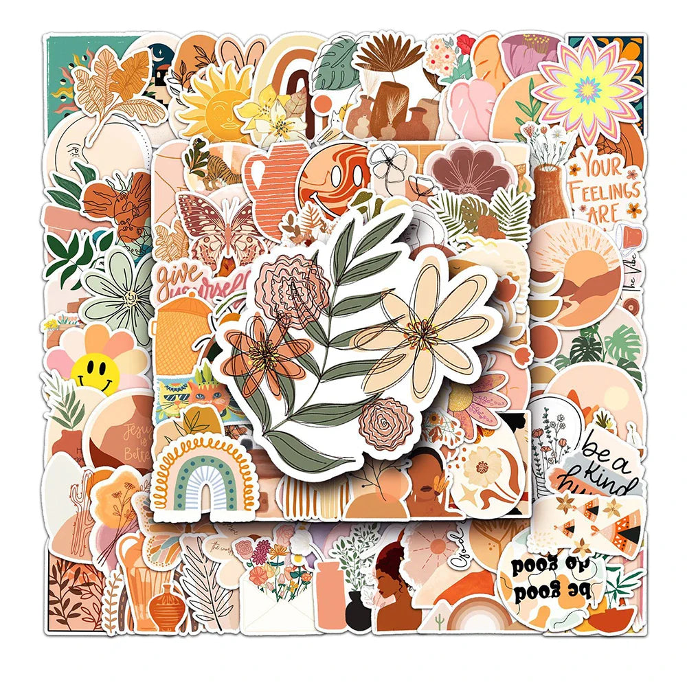 10/30/50/100PCS Art Bohemian Aesthetic Stickers Graffiti Ins Style Cartoon Decals DIY Decoration Fridge Guitar  Phone Laptop Toy (ONLINE ORDER ONLY)