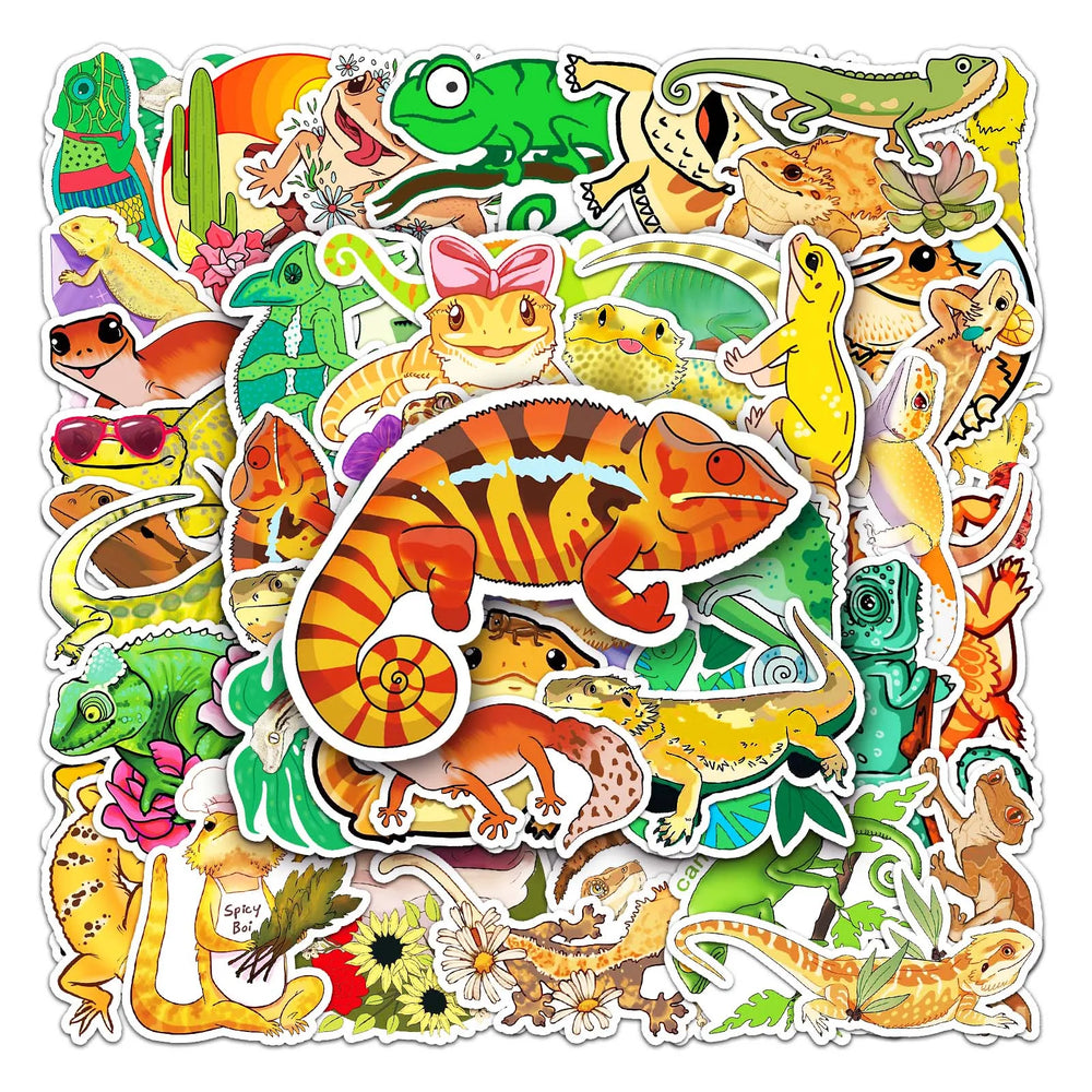 50Pcs Lizard Cartoon Waterproof Vinyl Stickers for Skateboard Snowboard (Online Order Only)