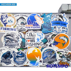 50Pieces Fisherman Go Fishing Slogan Marine Fish Graffiti Waterproof Stickers for Notebooks Motorcycle Car Phone Laptop Sticker (Online Order Only)