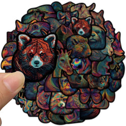 50pcs Cool Cartoon Coloruful Line Animals Stickers Psychedelic Aesthetic Art Waterproof Graffiti Laptop Phone Luggage Decals (ONLINE ORDER ONLY)