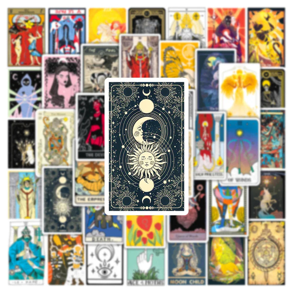 10/30/50PCS Divination Tarot Card Stickers Aesthetic DIY Fridge Laptop Skateboard Phone Car Art Graffiti Sticker Decal Kids Toys (ONLINE ORDER ONLY)