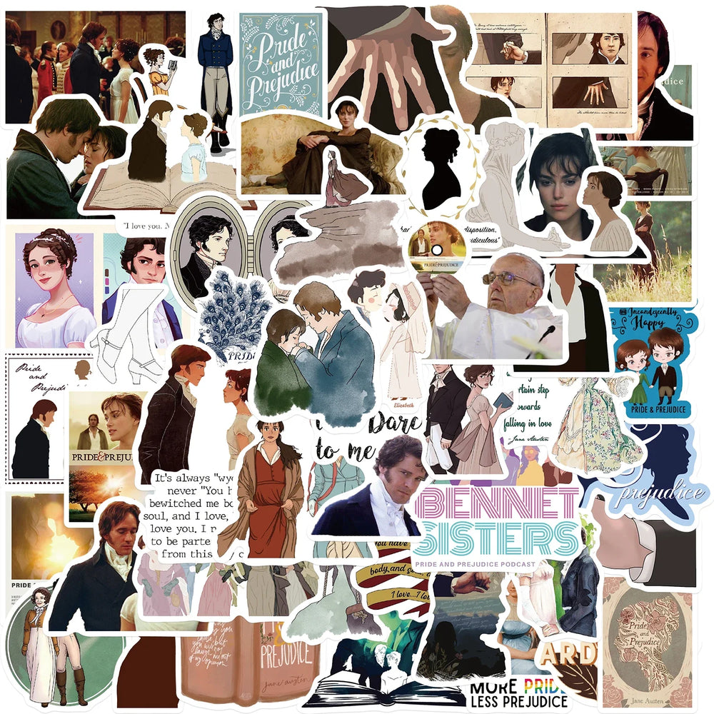 50pcs Pride And Prejudice Stickers TV Show Classic Movie Decals For Laptop Scrapbook Water Bottle Phone Bike Helmet Sticker (Online Order Only)