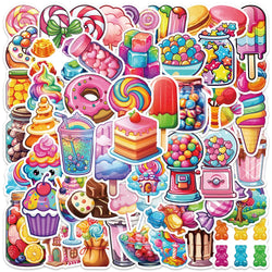 50pcs Cute Cartoon Candy Lollipop Dessert Stickers Kids Toy Luggage Laptop Guitar Skateboard Waterproof Vinyl Bicycle Decals (Online Order Only)