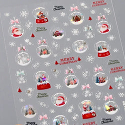 Crystal Ball Santa Claus Snowman Bowknot Red Christmas Tree Bell Socks Self Adhesive Nail Art Stickers Snowflake Manicure Decals (ONLINE ORDER ONLY)