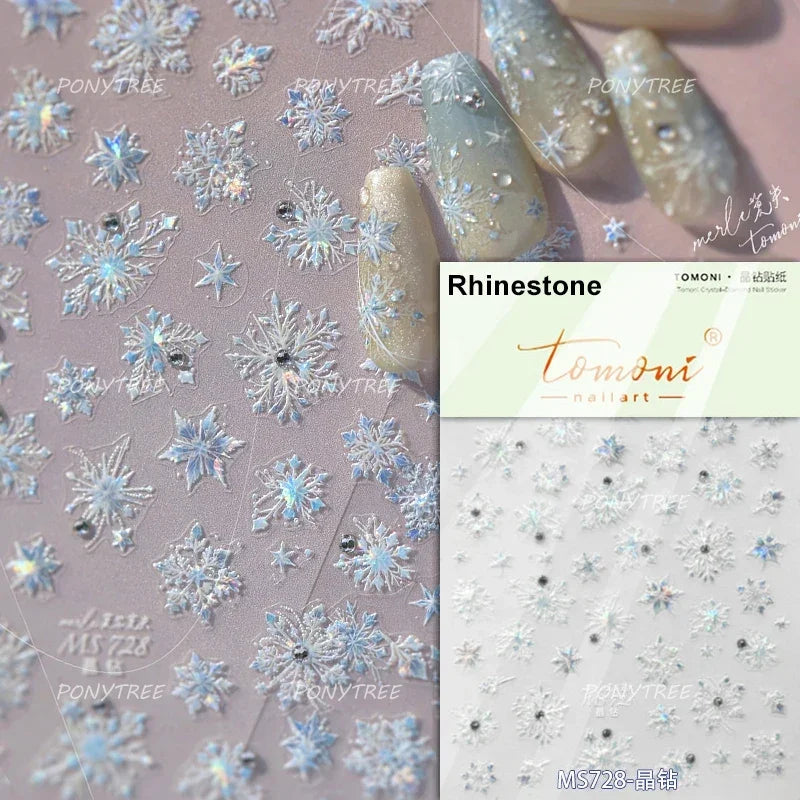 Santa's Hat Candy Santa Claus Christmas Tree Bell Elk 5D Self Adhesive Nail Art Stickers Button Snowflake Cherry Manicure Decals (ONLINE ORDER ONLY)
