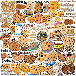 50Pcs Cartoon Cookies Stickers for Stationery Scrapbook Phone Laptop Art Decal Sticker for Yummy Dessert Mini Diary Decals Toy (Online Order Only)