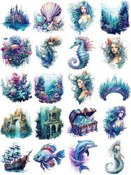 20Pcs/Pack Submarine Mermaid Sticker DIY Craft Scrapbooking Album Junk Journal Decorative Stickers (ONLINE ORDER ONLY)