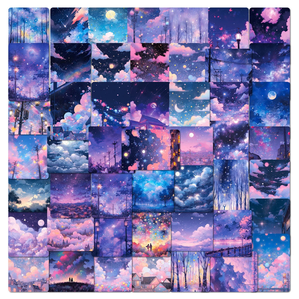 50Pcs Starry Sky Graffiti Stickers for Helmet, Wall, Desktop Decoration (Online Order Only)