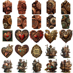 10/30/50pcs Vintage Steampunk Skull Collection Sticker Packs (ONLINE ORDER ONLY)
