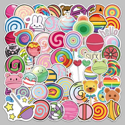 50Pcs Cartoon Lollipop Graffiti Stickers for Helmet, Wall, DIY Decor (Online Order Only)