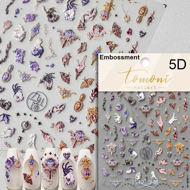 Cat Eye Shiny Blue Purple Spider Cross Love Heart Star Snake Web Jelly Thrilling Nail Art Stickers Manicure Decals Halloween (ONLINE ORDER ONLY)