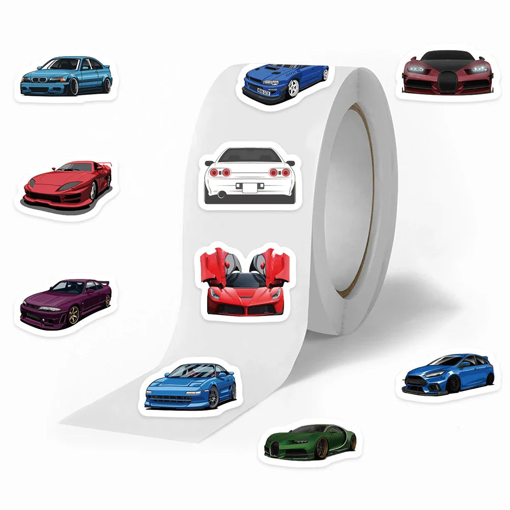 500pcs Cartoon JDM Racing Car Graffiti Stickers Roll Waterproof Cool DIY Luggage Skateboard Laptop Kids Sticker Toys Gifts (ONLINE ORDER ONLY)