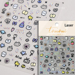 Flower Star Sun Grid Line Interesting Graffiti Tulip Cherry Apple Fruit Dot Painting Adhesive Nail Art Stickers Manicure Decals (ONLINE ORDER ONLY)