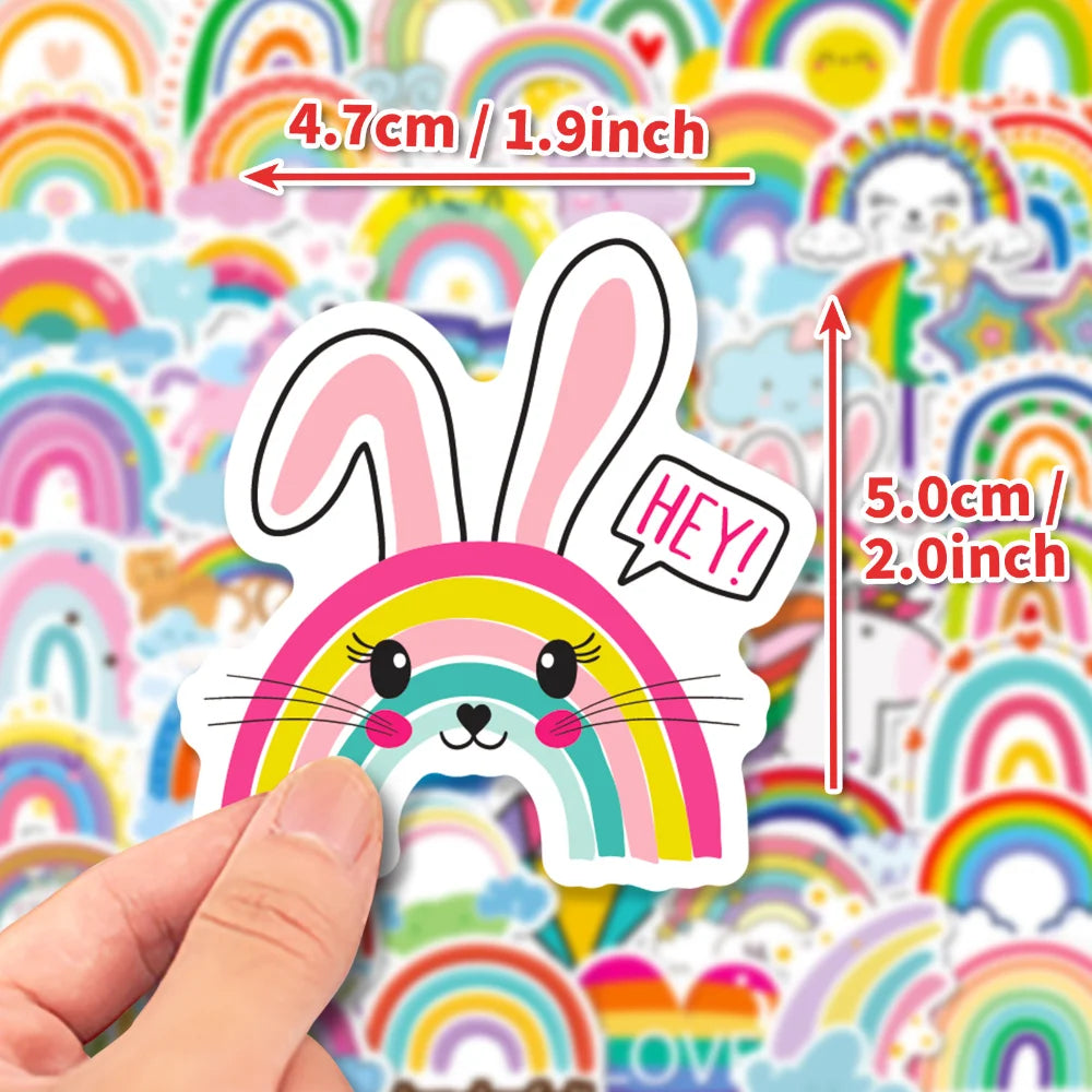 10/50Pcs Rainbow Bridge Cartoon Waterproof Stickers DIY Skateboard Fridge Motorcycle Luggage Cute Graffiti Sticker Decal Toy (ONLINE ORDER ONLY)