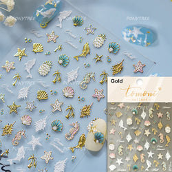 Summer Beach Bikini Watermelon Duck Cat Ice Cream Shell Coconut Tree Cherry Starfish Sunglasses Nail Art Sticker Manicure Decals (ONLINE ORDER ONLY)