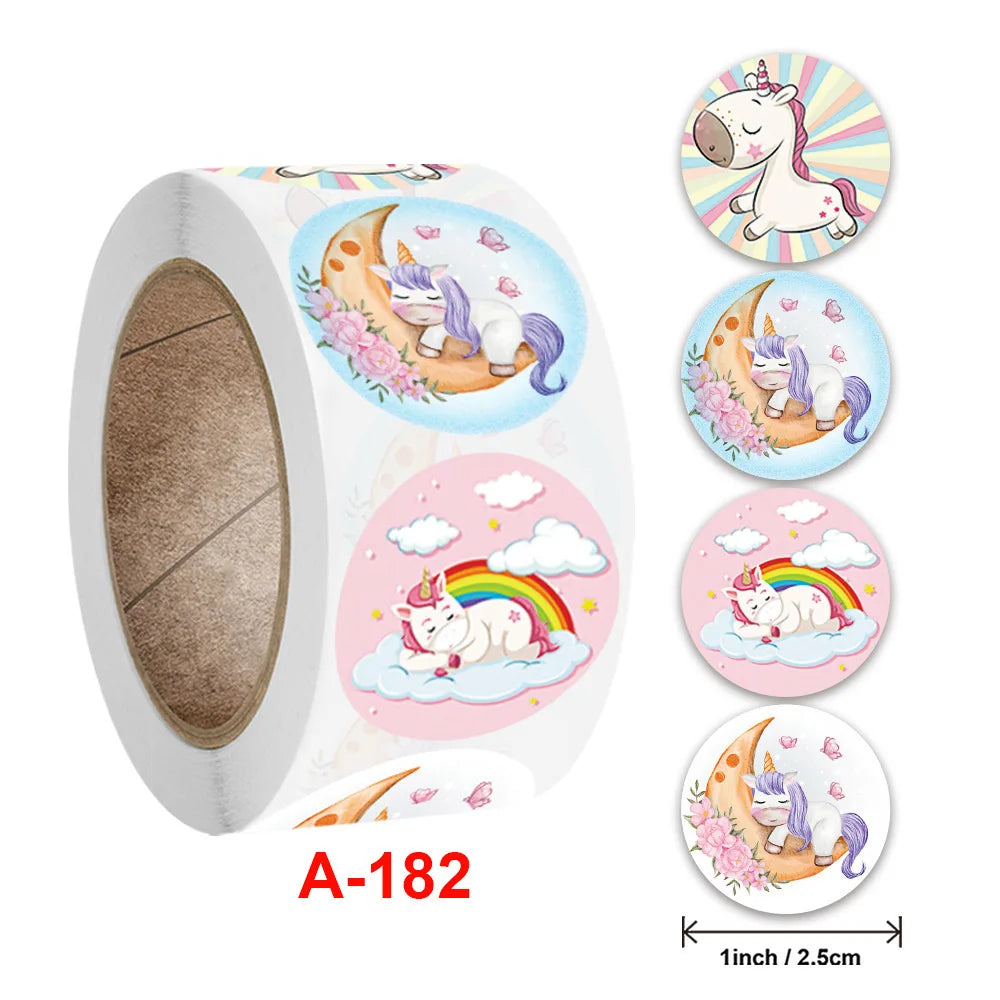 50-500PCS Ins Cute Unicorn Reward Stickers Children Girl Gift Scrapbook Decoration Label 1Inch Handmade DIY Cartoon Toy Stickers (Online Order Only)