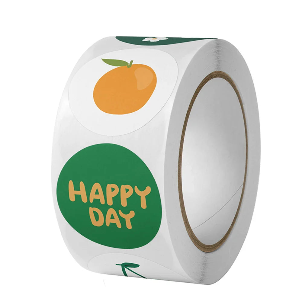 100-500pcs Round Happy Day Stickers For Envelope Seal Labels Gift Packaging Decor Birthday Party Scrapbooking Stationery Sticker (Online Order Only)