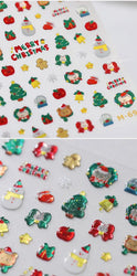Snowman Apple Stars Gift Bell Snowflake Christmas Tree 3D Jelly Self Adhesive Nail Art Stickers Santa Claus Xmas Manicure Decals (ONLINE ORDER ONLY)