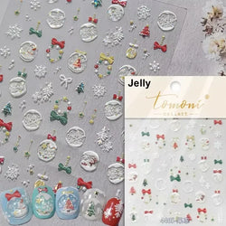 Black White Christmas Tree Snowflake Bowknot Snowman Socks Star Santa Hat Deer Rhinestone Winter Nail Art Sticker Manicure Decal (Online Order Only)