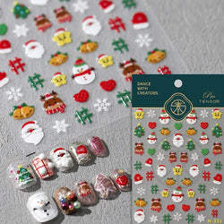 Snowman Apple Stars Gift Bell Snowflake Christmas Tree 3D Jelly Self Adhesive Nail Art Stickers Santa Claus Xmas Manicure Decals (ONLINE ORDER ONLY)