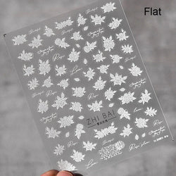 Gradient Halo Dyeing Dark Red Rose Flower Rhinestone Lace Bow Heart 3D Self Adhesive Nail Art Decoration Sticker Manicure Decals (ONLINE ORDER ONLY)