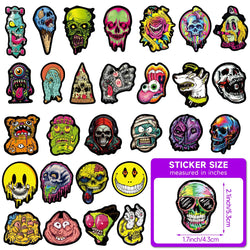 Glow in The Dark Skull Stickers 52pcs Horror Luminous Self-adhesive Water Bottle Waterproof Stickers Wall Art, For Home Decor (Online Order Only)