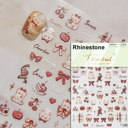 Cute Mango Dog Puppy Bear Bichon Blueberries Strawberry Cake Fruit Juice Desserts Corgi Adhesive Nail Art Sticker Manicure Decal (Online Order Only)