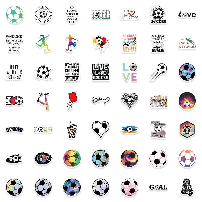 10/50/100pcs Graffiti Stickers Football Soccer Stickers for Adults Helmet Motorcycle Luggage Water Bottle Skateboard (ONLINE ORDER ONLY)