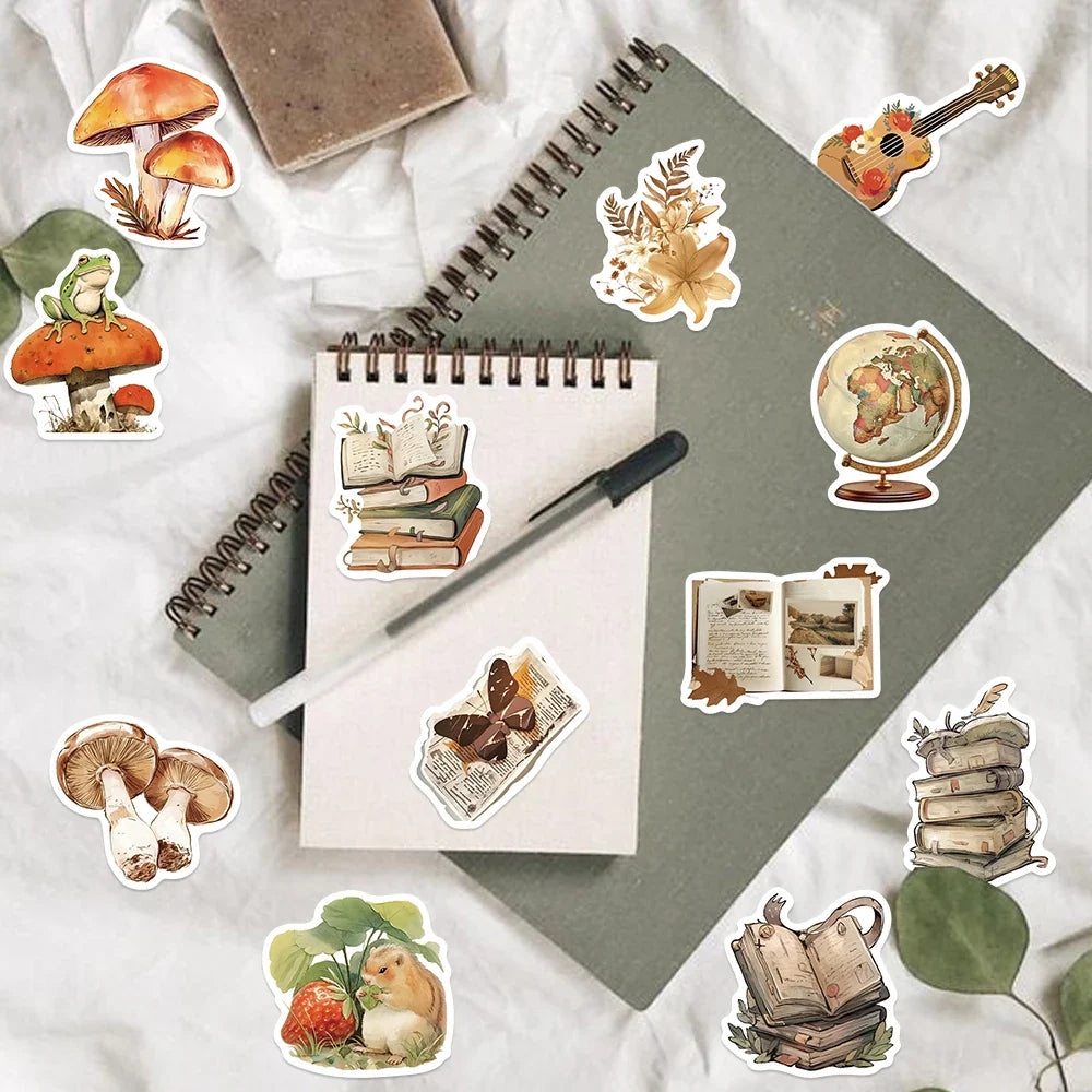 50pcs Retro Aesthetic Animals Cartoon Stickers for Travel Luggage Notebook Guitar Laptop Phone Stationery Water Bottle (ONLINE ORDER ONLY)