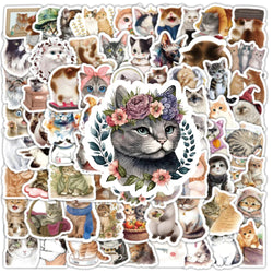10/30/50/100PCS Cute Kawaii Cats Stickers Decoration Waterproof Skateboard Laptop Phone Notebook Luggage Bike Cartoon Decals Toy (ONLINE ORDER ONLY)