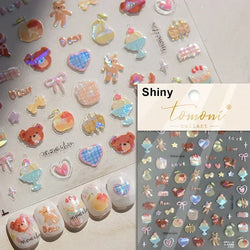 Cute Mango Dog Puppy Bear Bichon Blueberries Strawberry Cake Fruit Juice Desserts Corgi Adhesive Nail Art Sticker Manicure Decal (Online Order Only)