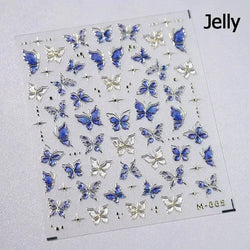 Delicate Tender Purple Butterfly Seal Pattern Insect Shiny Golden Stroke Nail Art Decoration Sticker Dressy Laser Manicure Decal (ONLINE ORDER ONLY)