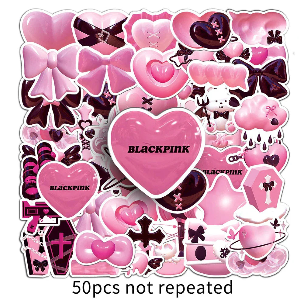 10/30/50PCS Ins Style 2D Pink Cartoon Stickers Decals For Motorcycle Notebook Phone Bike Suitcase Guitar Kids Sticker Toys Gift (ONLINE ORDER ONLY)