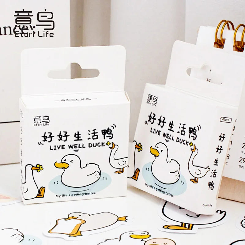 Etori Life46pcs/pack Good Life Duck Album decorative stickers Self-adhesive stickers for DIY student stationery notebook diary (ONLINE ORDER ONLY)