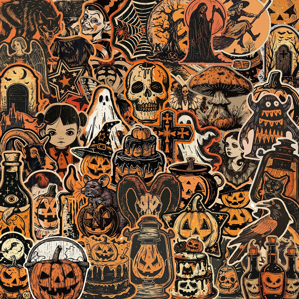 Halloween Pumpkin Stickers Waterproof PVC Decals for Phone Laptop Wall (Online Order Only)