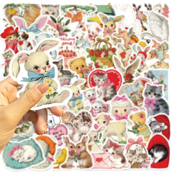 50Pcs Vintage Animals Clipart Animal Cartoon Stickers DIY Scrapbooking Guitar Snowboard Motorcycle Luggage Toy Sticker (ONLINE ORDER ONLY)