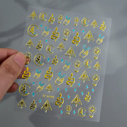 1PC Holographic Laser Heart Nail Stickers-3D Self-Adhesive Golden White Valentines Day Nail Decals For Women Nail Art Decoration (ONLINE ORDER ONLY)