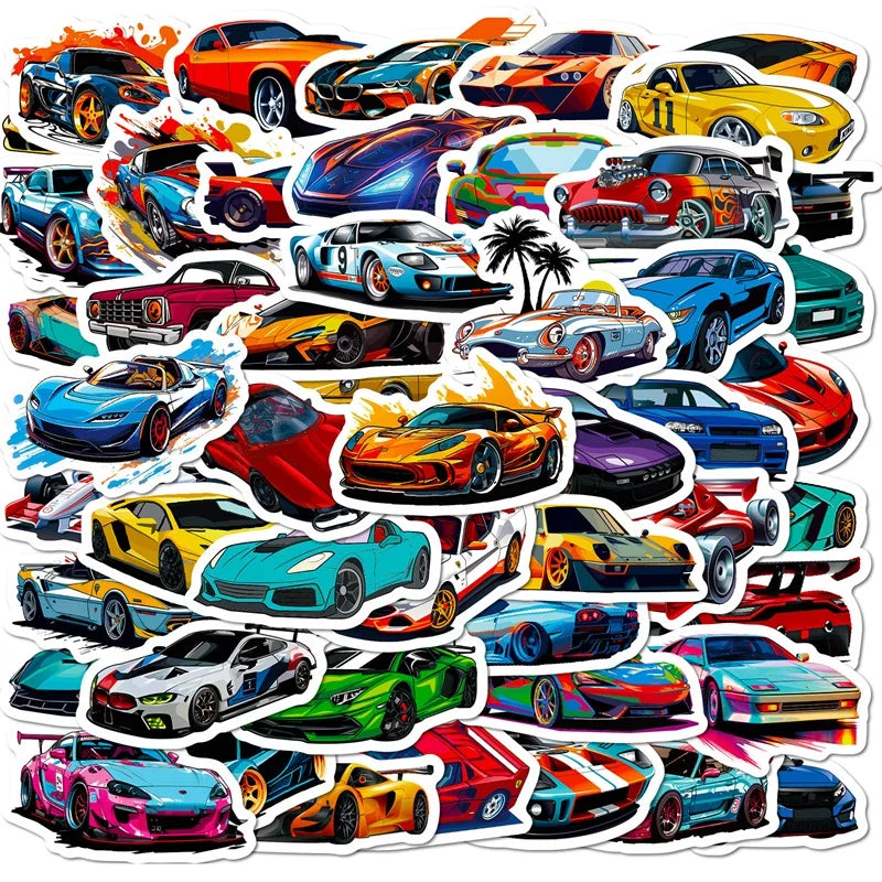 10/30/50PCS Cute Cool Car PVC Sticky Sticker Aesthetic DIY Korean Stationery Decoration Scrapbooking School Supplies for Kids (ONLINE ORDER ONLY)